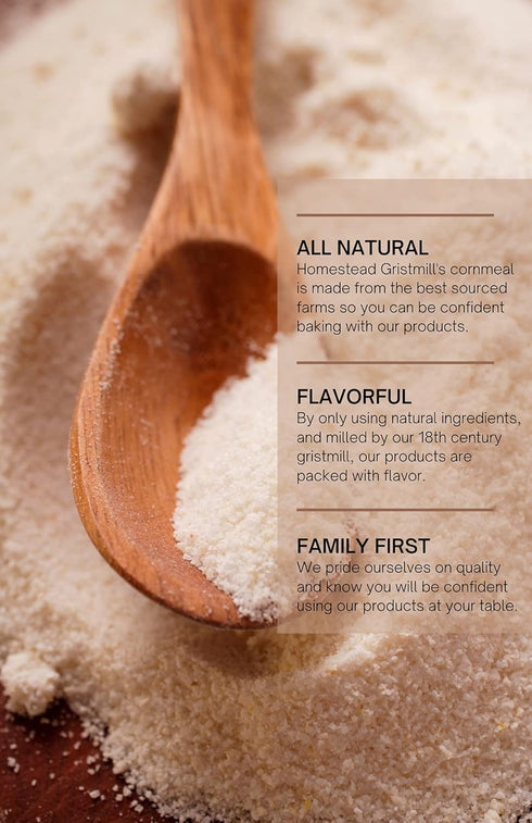 10 Homestead Gristmill Stone Ground White Cornmeal - Non-GMO, Chemical-Free Finely Ground Corn Meal- Long Shelf Life