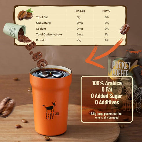 100% 15 CheerfulGoat Instant Cold Brew Coffee Speciality Pocket Coffee Arabica, Freeze Dried for Ultimate Freshness, No