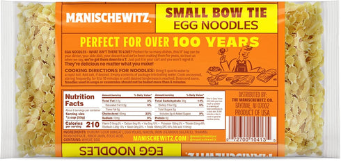 12oz (3 Pack) Manischewitz Small Farfalle Pasta | Small Bow Tie Egg Noodles, | Homestyle Taste & Texture, Enriched