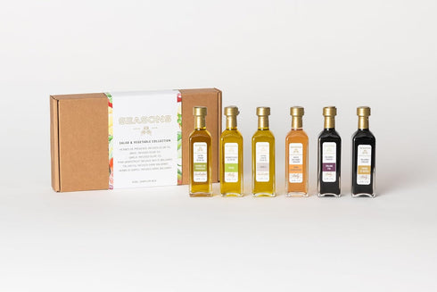 (6 60ml) Seasons Salad & Vegetable Collection Premium Olive Oils & Balsamic Vinegars for Dressings, Marinades