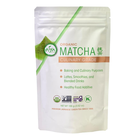 Aiya Certified USDA Organic Culinary Grade Matcha Green Tea Powder - 100g Bag for Baking, Lattes, Smoothies