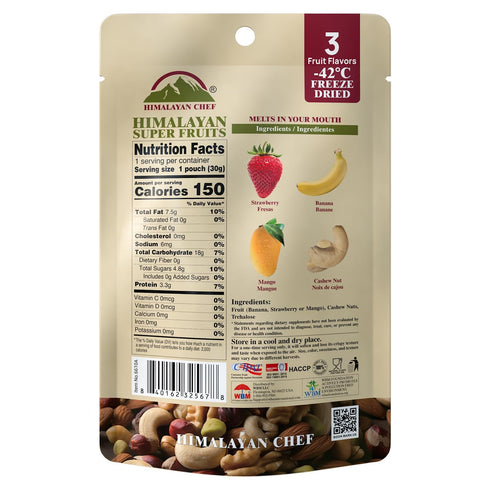 30g/each 10 Pack Packed Himalayan Chef Super Reds Freeze-Dried Fruit Cashew Nut Crisps, | Mix Superfood Fruits |