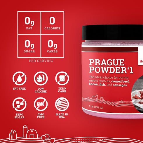 1 1LB (Pack 1), 8oz (Pack 1) Hoosier Hill Farm Meat Lover's Bundle, Prague Powder No. Pink Curing Salt of Hickory Smoke
