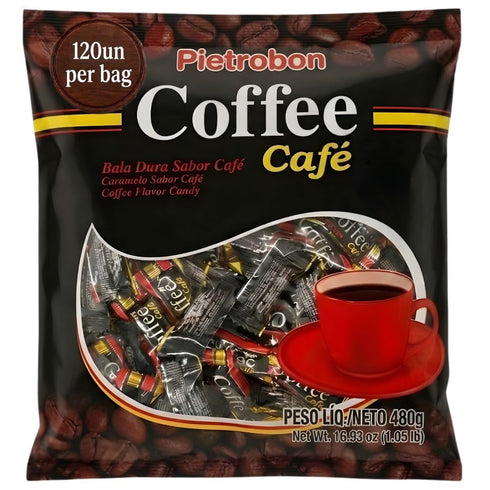 Brazilian Coffee Hard Candy 1lb 17oz Gourmet Round Coffee Flavor, Dark Roast
