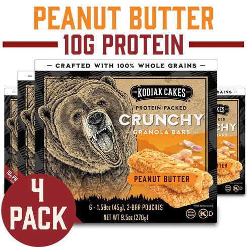 (Pack 4 Kodiak Cakes Protein Crunchy Granola Bar, Peanut Butter, of Boxes)