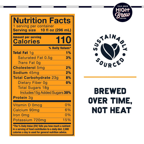 200mg 10 oz High Brew Coffee | Nitro Cold Brew | Sugar-Free and Dairy-Free, Natural Caffeine, Smooth Low-Acid Coffee
