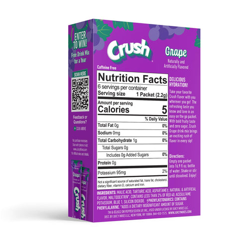 72 Crush- Powder Drink Mix - Sugar Free & Delicious (Grape, Sticks)