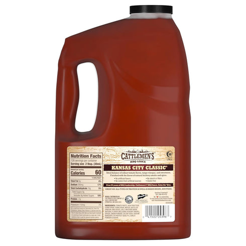 Cattlemen's Kansas City Classic BBQ Sauce, 1 gal - One Gallon Jug of Kansas City Barbecue Sauce, Perfect Tangy, Sweet Flavor for Pork, Wings, Chicken and More
