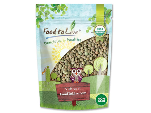 Organic Whole Green Lentils, 3 Pounds Non-GMO, Dried Raw Beans, Sproutable, Vegan,