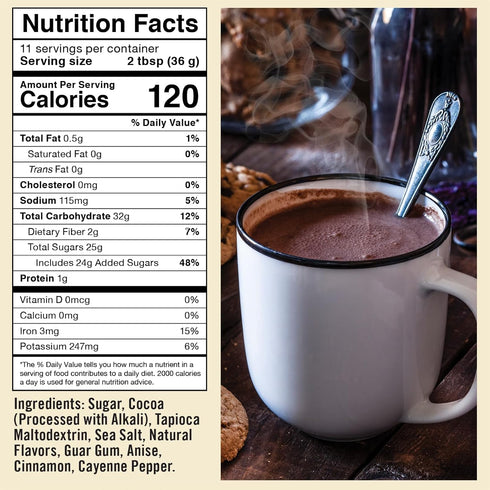 (28 oz) 14 oz Castle Kitchen Spicy Dark Hot Chocolate Mix - Natural Chili Spice Flavor, Dairy-Free, Vegan, Plant Based