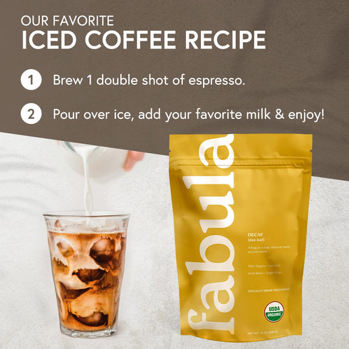 12 Fabula Coffee Decaf Dark Roast Freshly Ground - Organic - Low Acid - Single Origin - Non-GMO - Mold Free - Ounces