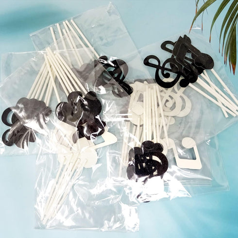 Honbay 48PCS " Glitter Music Notes Cupcake Toppers Musical Symbols Cake Toppers Fruit Dessert Picks Cake Decorations