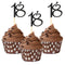 Sumerk 24PCS Black Glitter Cupcake Toppers, 18th Birthday Picks, Anniversary Party Decorations