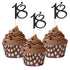 Sumerk 24PCS Black Glitter Cupcake Toppers, 18th Birthday Picks, Anniversary Party Decorations