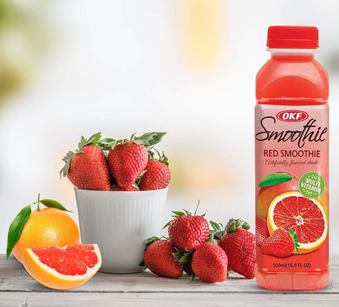 16.9 6 Pack) OKF Smoothie, Multi Vitamin Premium New Drink, Fluid Ounce (Red Smoothie