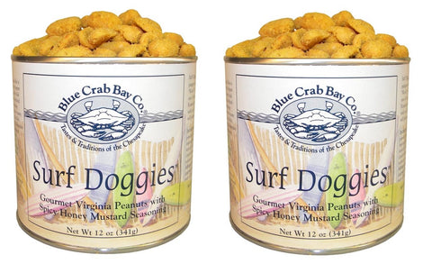 Blue Crab Bay Co. "Surf Doggies" - Spicy Honey Mustard Peanuts - 12 Oz. Tin (Pack