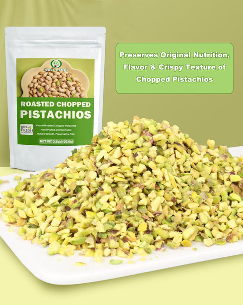 HOLFLYING 3.5 oz(100.0g), 3~5mm, (0.1-0.2 (3.5 oz)) Roasted Pistachio Chopped - All-Natural Pistachio for Tea