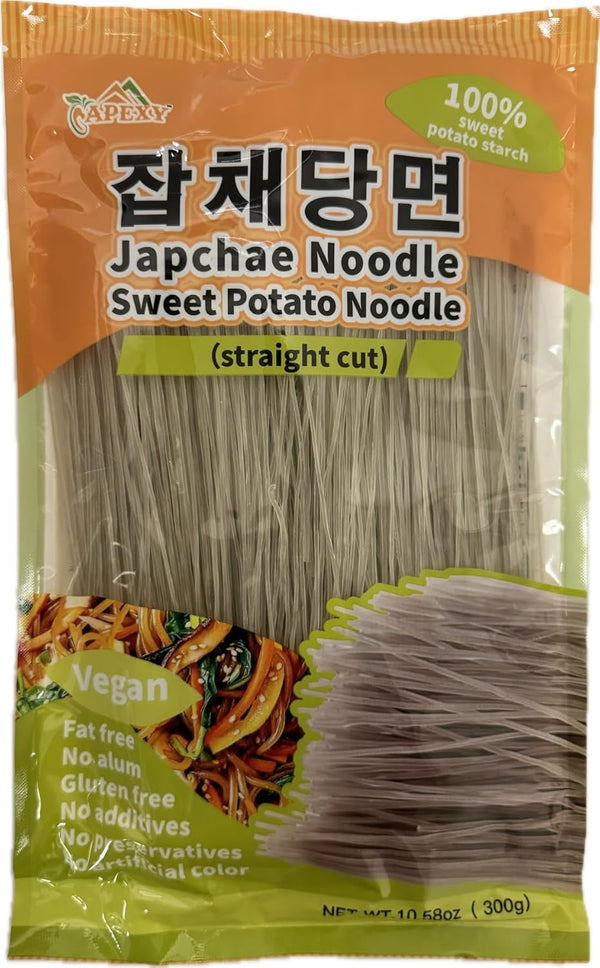 APEXY Sweet Potato Glass Noodles Straight Cut, Japchae Noodles, Korean Vermicelli Pasta, Fat-free