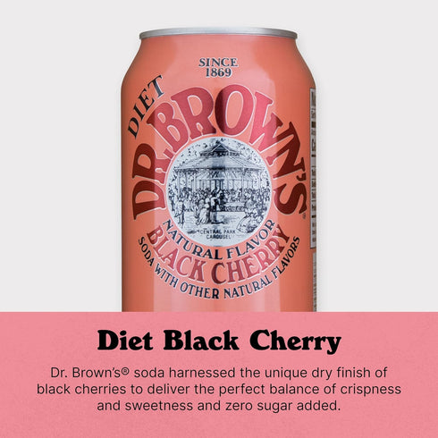 12 Oz (Pack 4) Dr. Brown Soda Black Cherry Diet, Fl