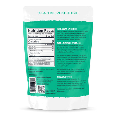 1 lb) Lakanto Organic Classic Monk Fruit Sweetener with Erythritol - White Sugar Substitute, Zero Calorie, Keto Diet