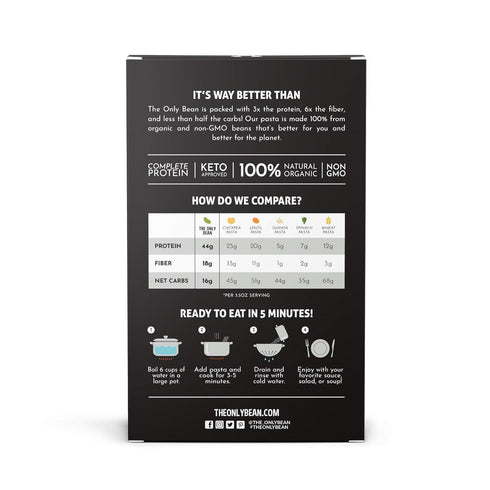 8 oz (6 Pack) The Only Bean - Organic Black Bean Spaghetti Pasta - High Protein, Keto Friendly, Gluten-Free, Vegan