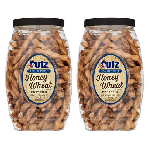 Utz Braided Honey Wheat Pretzel Twists 24 oz Barrel (2 Count) Sweet