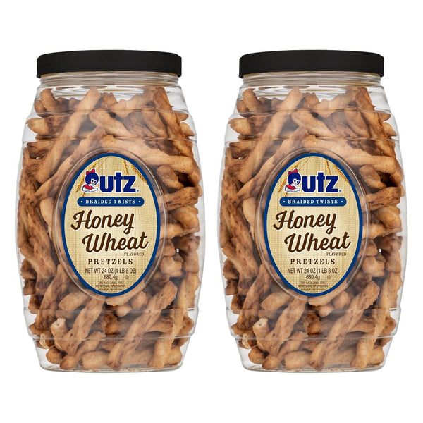 Utz Braided Honey Wheat Pretzel Twists 24 oz Barrel (2 Count) Sweet