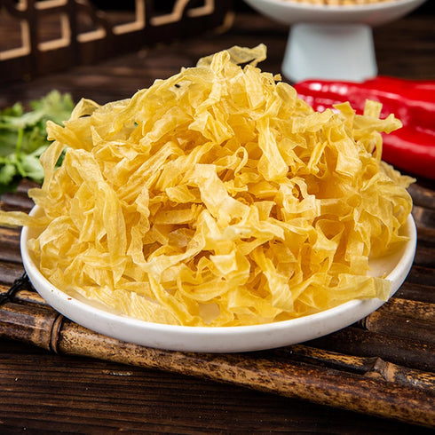 JTEDZI 14.1 Oz (400g) Dried Tofu Skin Strips, Bean Curd Strips, Natural Soy Tofu Strips