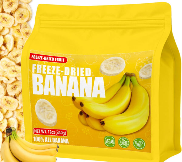 Egcina Freeze Dried Bananas 12oz (340g) Crispy Banana Chips, Lightly Sweet, 100% Real