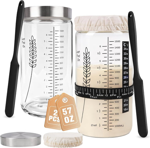 Premium Sourdough Starter Jar Kit, 57oz Large Capacity Sourdough Jar, Sourdough Bread