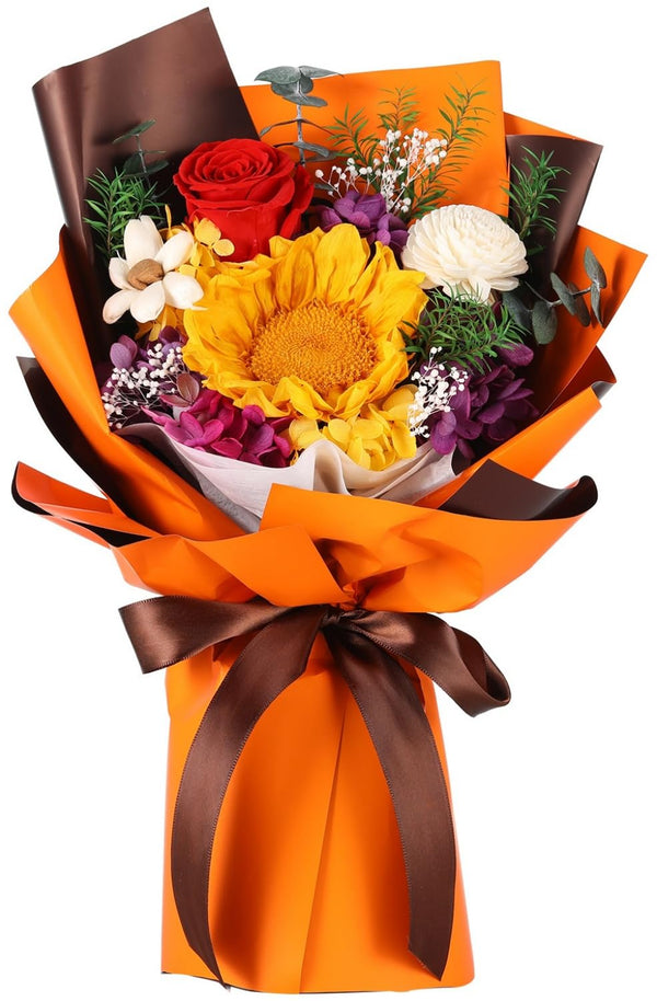 Jtoder Forever Flowers for Delivery, Preserved Flower Bouquets, Long Lasting Orange Sunflower