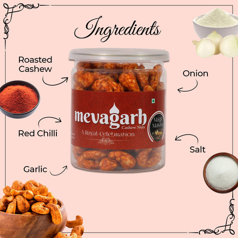 Mevagarh (200g X1) Cashews Magic Masala |High Protein & Gluten Free | Premium Spicy Flavoured Nuts | Whole cashews |