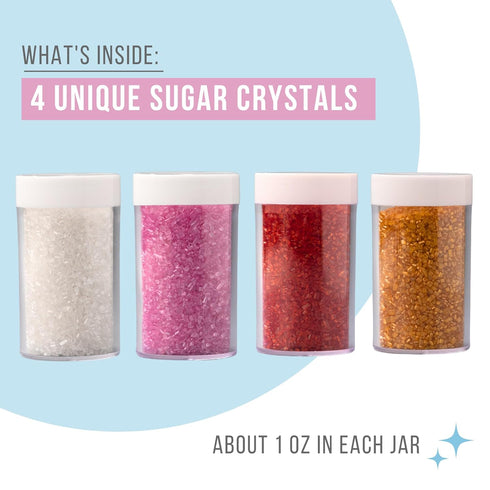 4 Pack 4.52 Sweets Indeed Valentines Day Sanding Sugar | Pink Red White & Gold Decorative Sugar Crystals for Baking