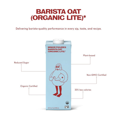 32 oz, 1 pack) Minor Figures - Organic, Light Oat Milk, Barista Quality, Fl Dairy-Free & Vegan, No Added Sugar, Long