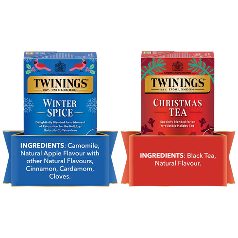 2-Pack 20 Twinings Holiday Sweet & Spicy Tea Variety Caffeinated Tea and Caffeine-Free Winter Spice Herbal, Christmas