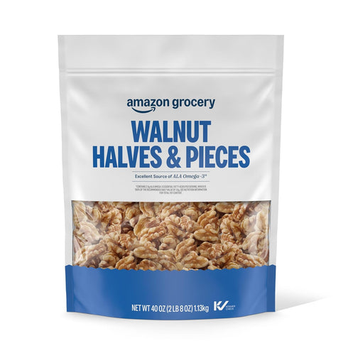 Amazon Grocery, Walnut Halves & Pieces, 40 Oz (Previously Happy Belly, Packaging