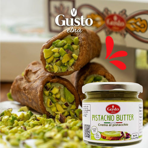 35% 6.7 oz (190g) GUSTO ETNA Sicilian Pistachio Cream Pistachios, Sweet Spreadable Butter, Rich & Nutty Pistachios