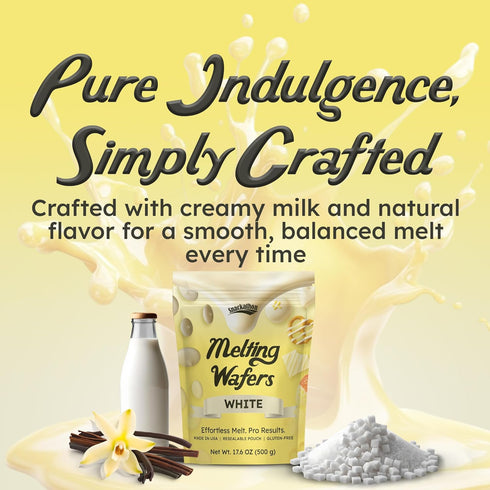 17.6 OZ Snackathon Melting Wafers, White Compound Chocolate Coating, Resealable Bulk Bag, Smooth & Creamy Candy Melts