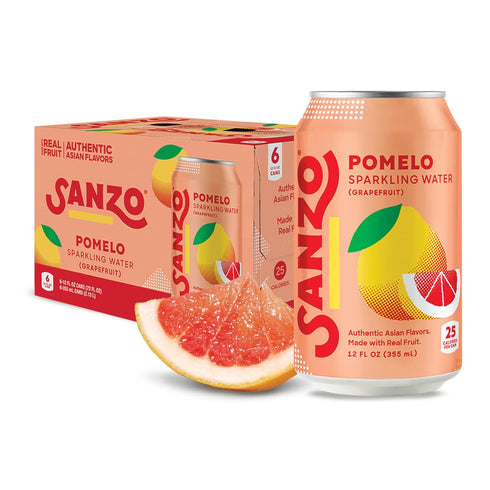 Sanzo Flavored Sparkling Water - Pomelo Grapefruit Seltzer - Low Calorie Low