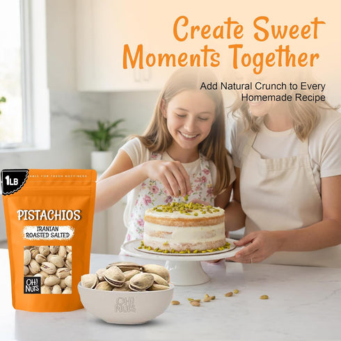 1 lb Packed Oh! Nuts Pistachios Iranian Style - Roasted Lightly Salted - - Shelled Whole Nuts - in New York Zip-Seal