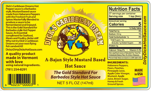 Dirty Dicks Variety Trio | Original, Caribbean, Peachy Green Hot Sauces - 5 Fl Oz, Pack of 3