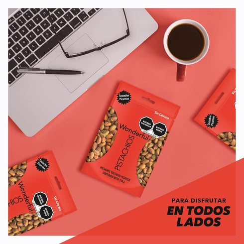 5.5 Wonderful Pistachios No Shells, Chili Roasted Nuts, Ounce Resealable Bag, Protein Snacks, Gluten Free Travel