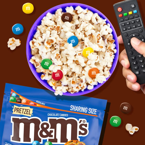 7.4 oz Pack 8 M&MS Pretzel Milk Chocolate Candy, Sharing Size, Resealable Bag, Bulk Snacks