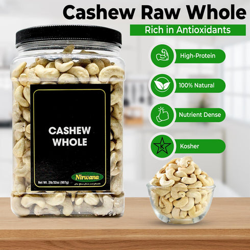 32 oz Raw Cashew Premium Whole Nuts, Unsalted | Perfect for Snacks, Baking, and Dairy-Free Recipes | Keto-Friendly