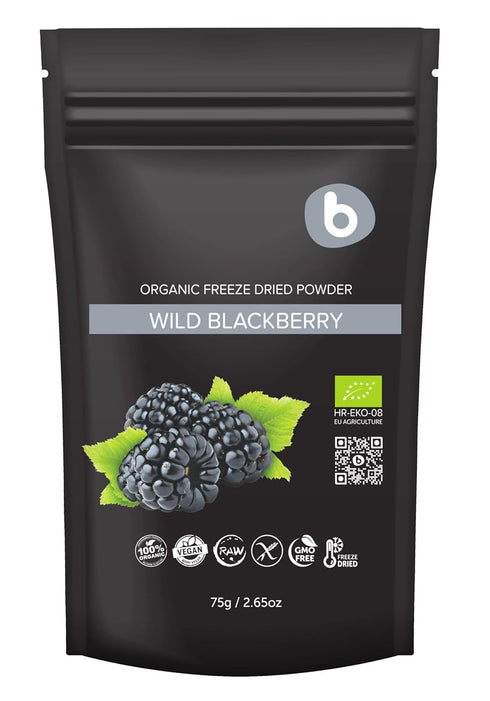 Organic Blackberry Powder - Freeze Dried Blackberries, Rich in Anthocyanin & Polyphenols for Smoothies, 2.65oz
