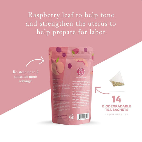 Oat Mama Labor Prep Tea - White Peach | Third Trimester Pregnancy Support - 14 Biodegradable Sachets for Smooth Labor