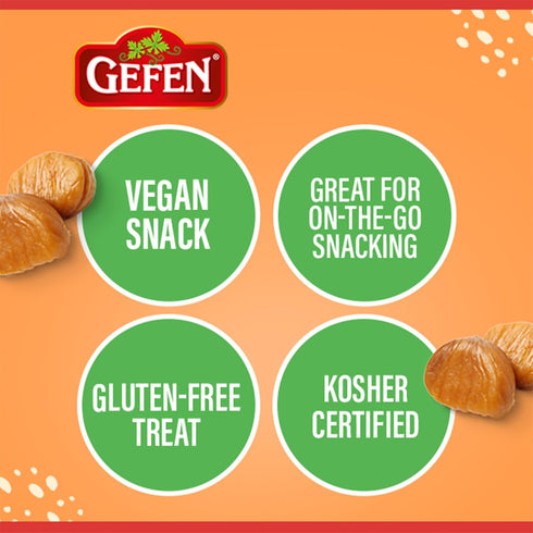 3oz Gefen Organic Whole Peeled and Roasted Chestnuts Bag | Peeled and Ready to Eat | Great For Cooking & Baking |