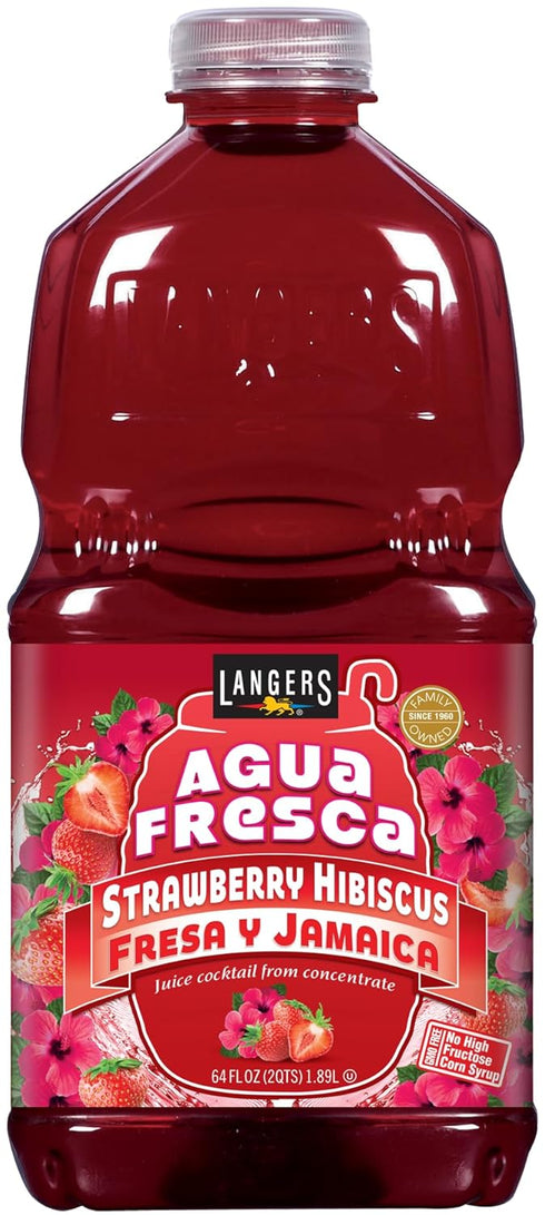 Langers Agua Fresca, Fresa y Jamaica (Strawberry Hibiscus), 64 Fl Oz (Pack