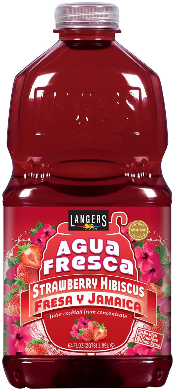 Langers Agua Fresca, Fresa y Jamaica (Strawberry Hibiscus), 64 Fl Oz (Pack