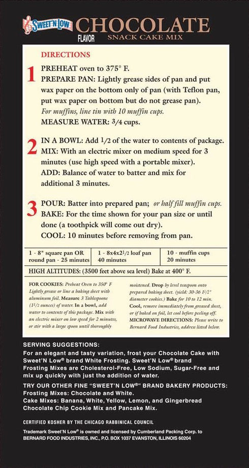 Sweet 'N Low Chocolate Cake Mix